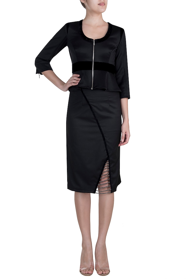 Black Studded Skirt by Disha Kahai at Pernia's Pop Up Shop