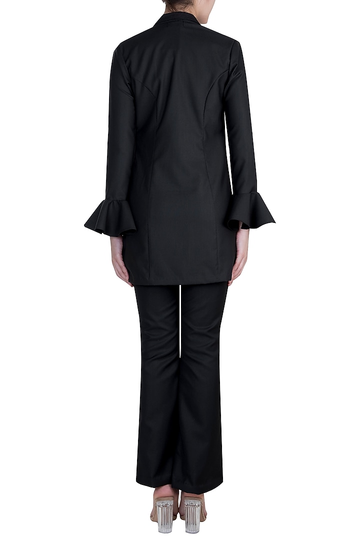 Black Open Blazer Jacket by Disha Kahai at Pernia's Pop Up Shop