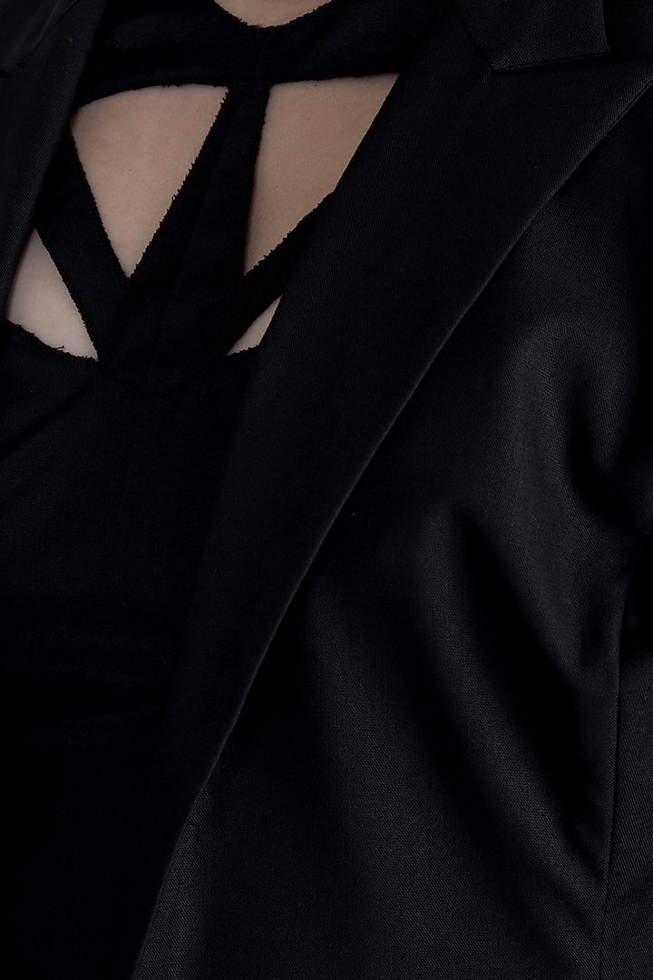 Black Open Blazer Jacket by Disha Kahai at Pernia's Pop Up Shop