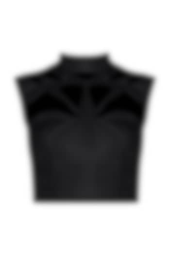 Black Cut-Out Top by Disha Kahai at Pernia's Pop Up Shop