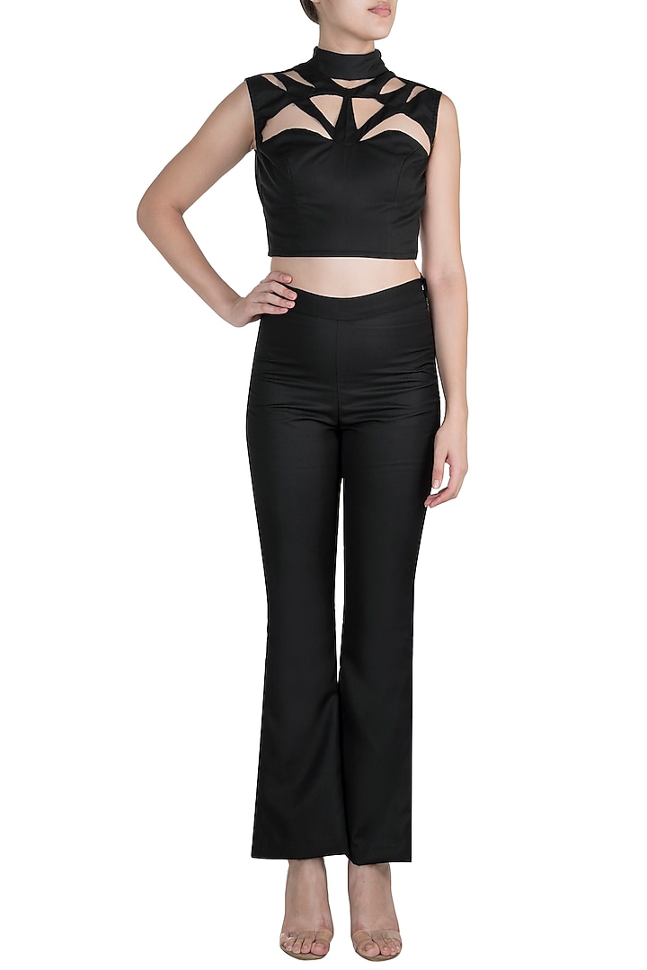 Black Cut-Out Top by Disha Kahai at Pernia's Pop Up Shop