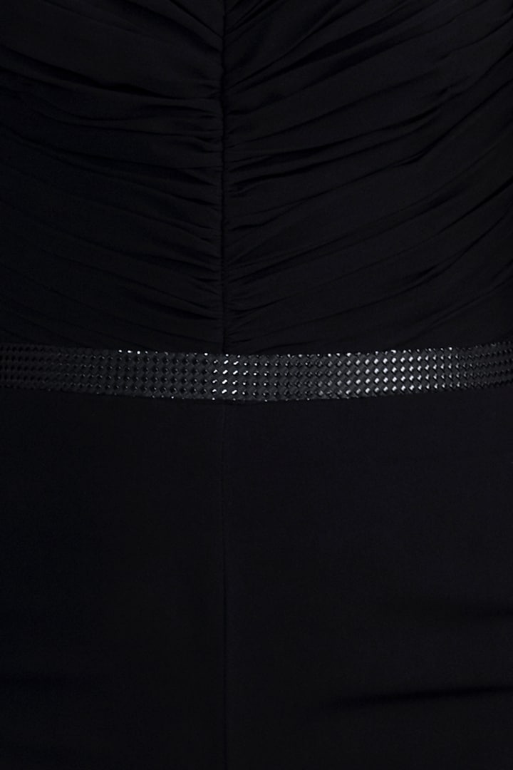 Black Off Shoulder Jumpsuit With Belt by Disha Kahai at Pernia's Pop Up Shop