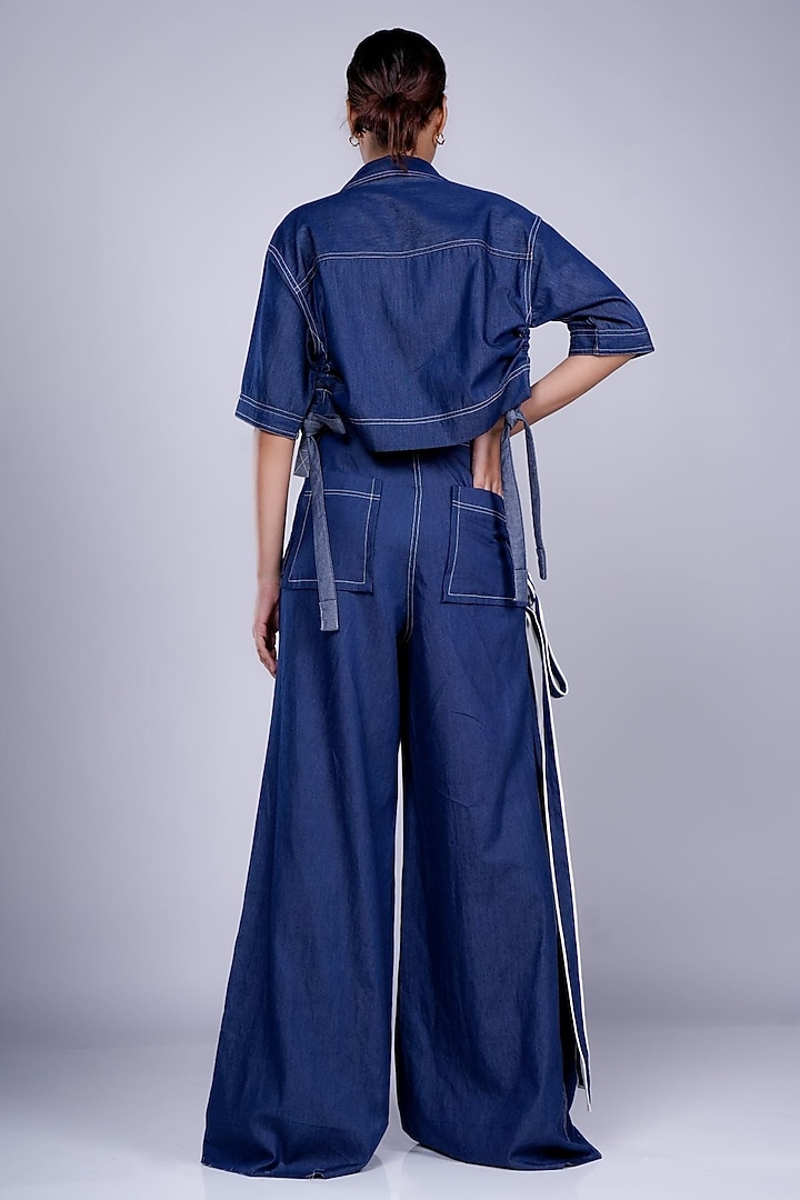 Dark Blue Denim Co-Ord Set by Diksha Khanna at Pernia's Pop Up Shop