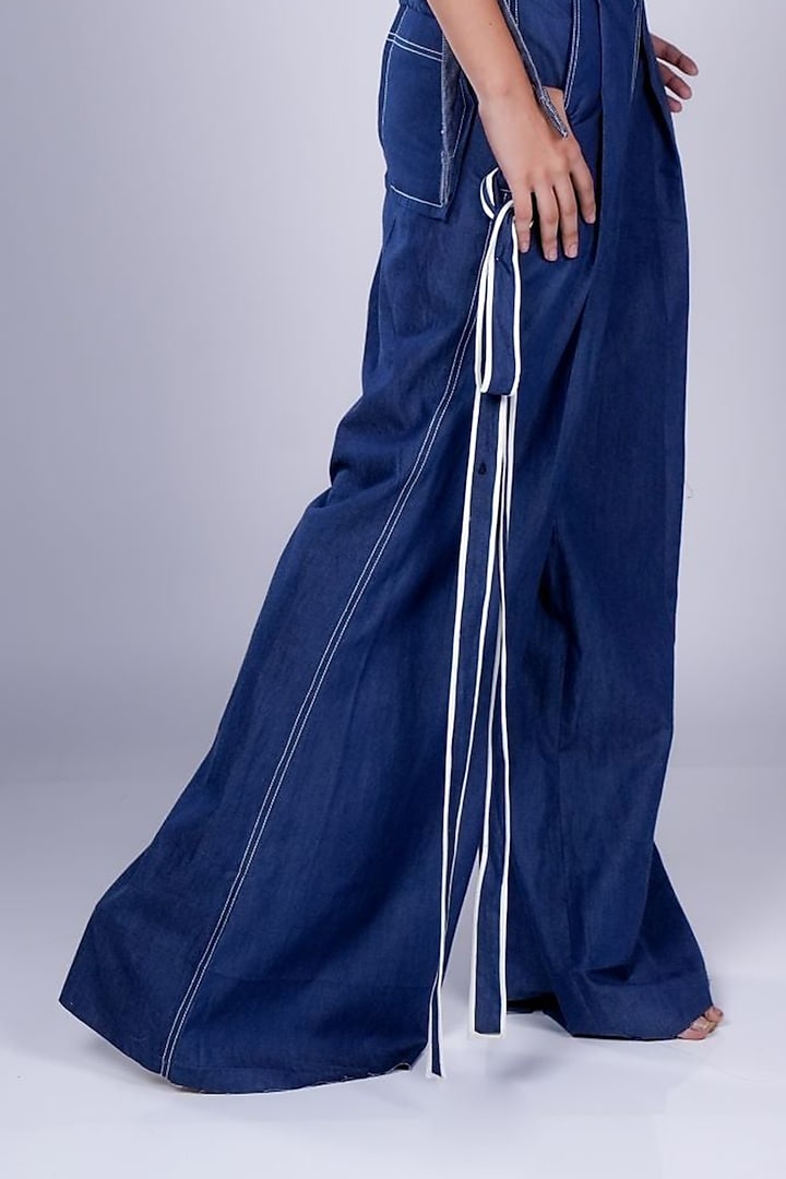 Dark Blue Denim Co-Ord Set by Diksha Khanna at Pernia's Pop Up Shop