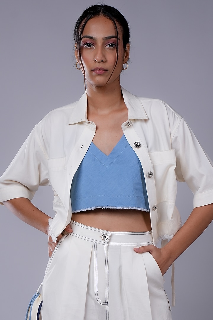 White Denim Co-Ord Set by Diksha Khanna at Pernia's Pop Up Shop