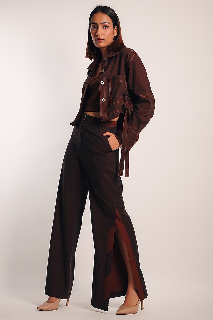 Brown Denim Co-Ord Set by Diksha Khanna at Pernia's Pop Up Shop