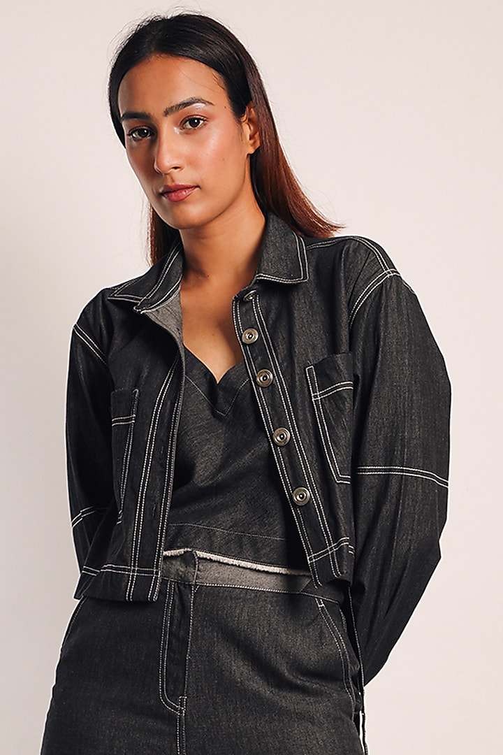 Grey Denim Co-Ord Set by Diksha Khanna at Pernia's Pop Up Shop