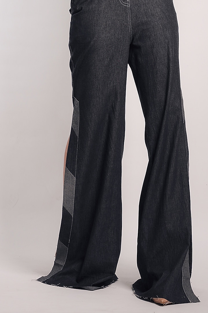 Grey Denim Silk & Silk Cotton Co-Ord Set by Diksha Khanna at Pernia's Pop Up Shop
