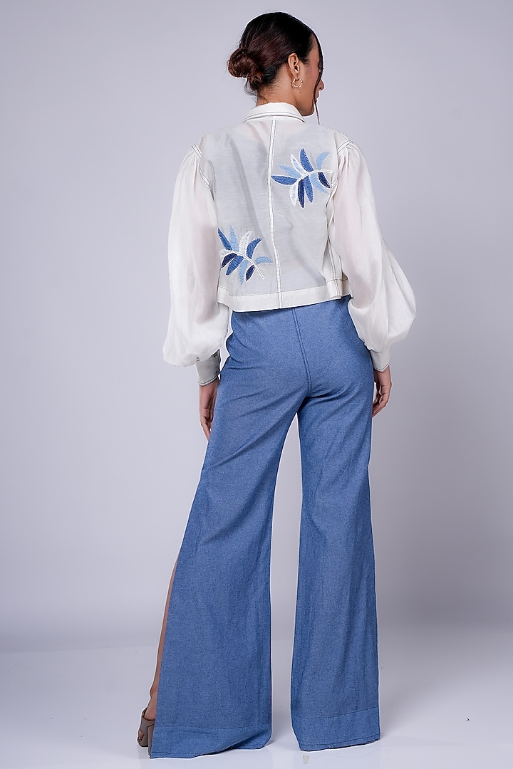 White Denim Silk & Silk Cotton Co-Ord Set by Diksha Khanna at Pernia's Pop Up Shop