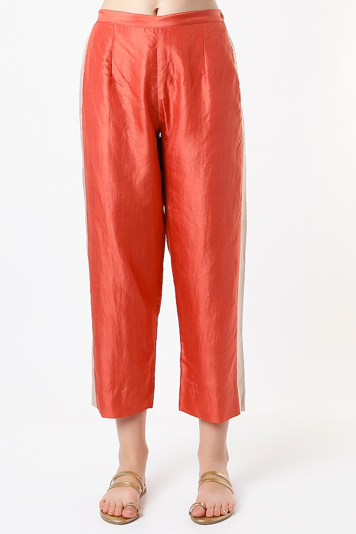 Tangerine Mulberry Silk Co-Ord Set by Divyam Mehta at Pernia's Pop Up Shop