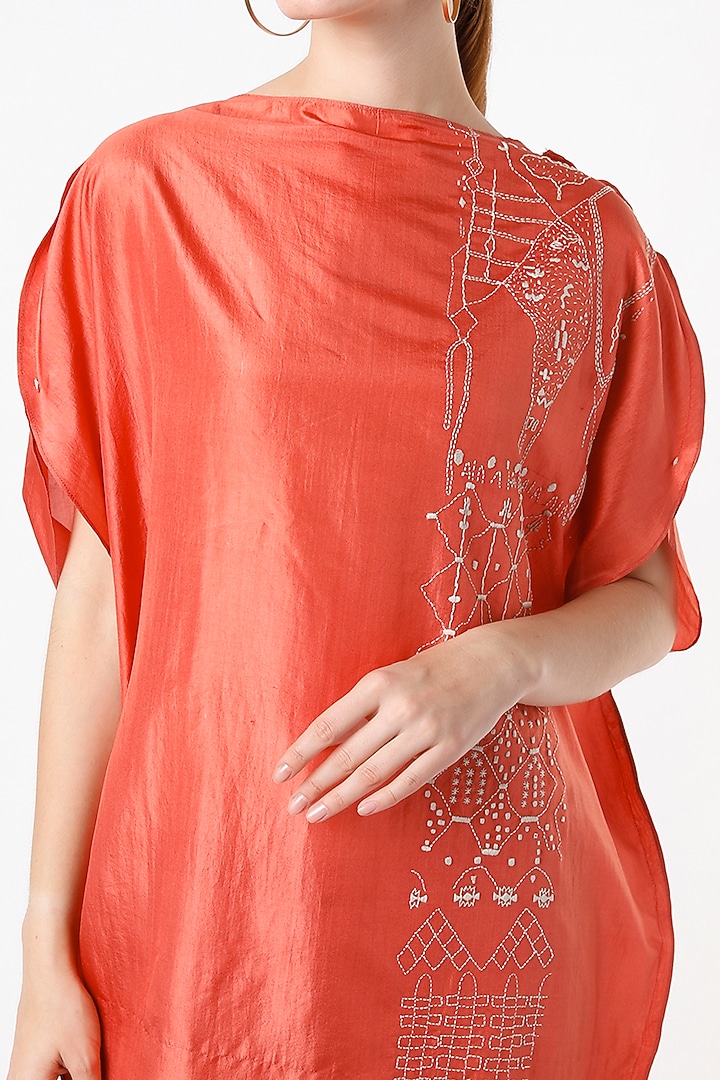 Tangerine Mulberry Silk Co-Ord Set by Divyam Mehta at Pernia's Pop Up Shop