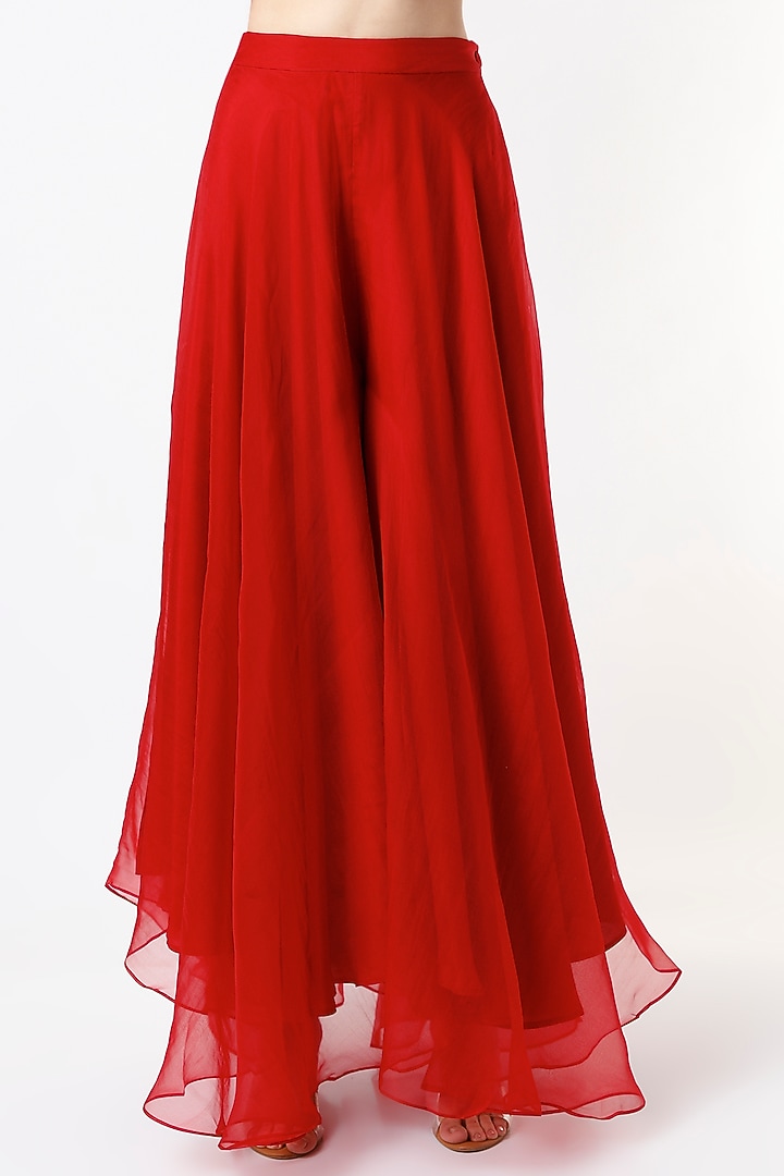 Poppy Red Organza Wedding Sharara Set by Divyam Mehta at Pernia's Pop Up Shop