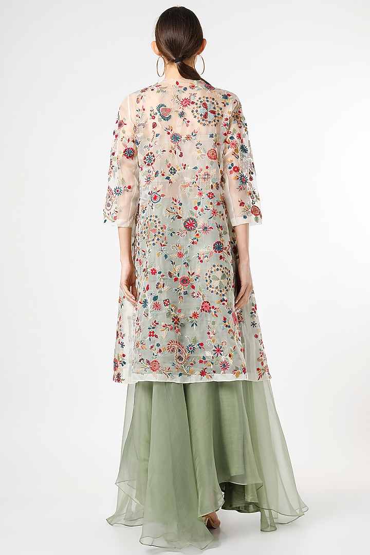 Mint Silk Organza Wedding Sharara Set by Divyam Mehta at Pernia's Pop Up Shop