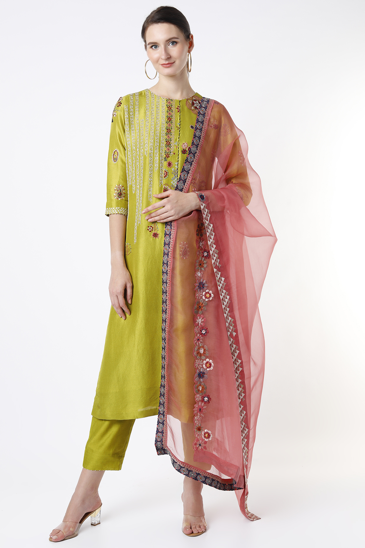 Kathal Hand Embroidered Kurta Set by Divyam Mehta at Pernia's Pop Up Shop