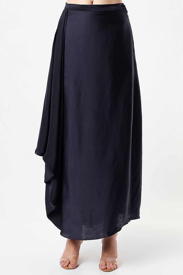 Space Blue Draped Skirt Set by Divyam Mehta at Pernia's Pop Up Shop