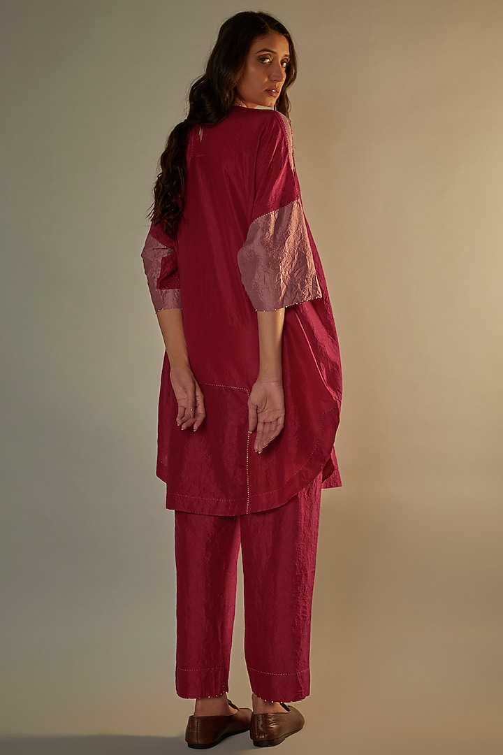 Red Mulberry Silk Co-Ord Set by Divyam Mehta at Pernia's Pop Up Shop