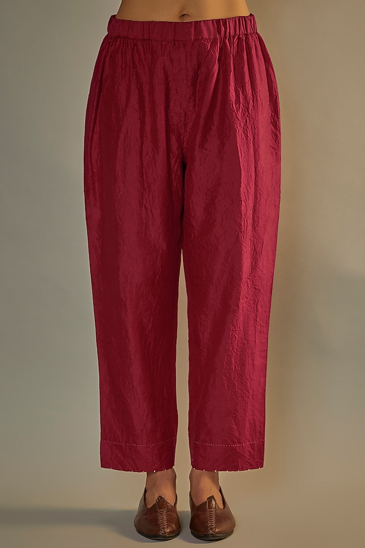 Red Mulberry Silk Co-Ord Set by Divyam Mehta at Pernia's Pop Up Shop