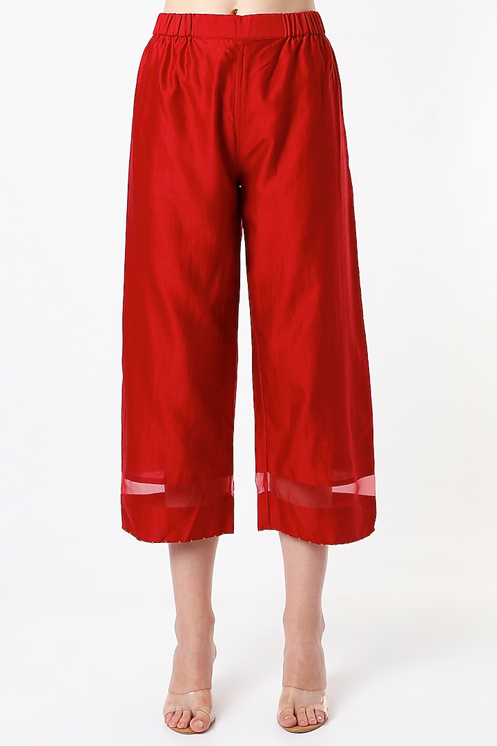 Poppy Red Hand Embroidered Kurta Set by Divyam Mehta at Pernia's Pop Up Shop