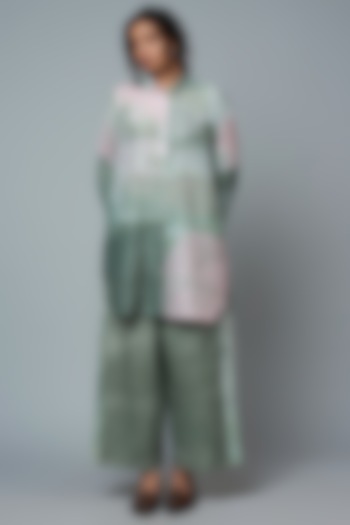 Blue Mulberry Silk Printed Shirt by Divyam Mehta at Pernia's Pop Up Shop