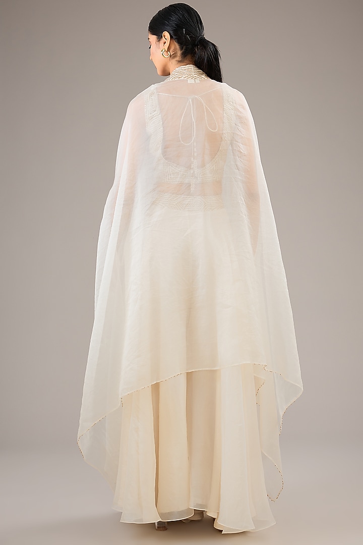 Badami Beige Silk Organza Wedding Sharara Set by Divyam Mehta at Pernia's Pop Up Shop