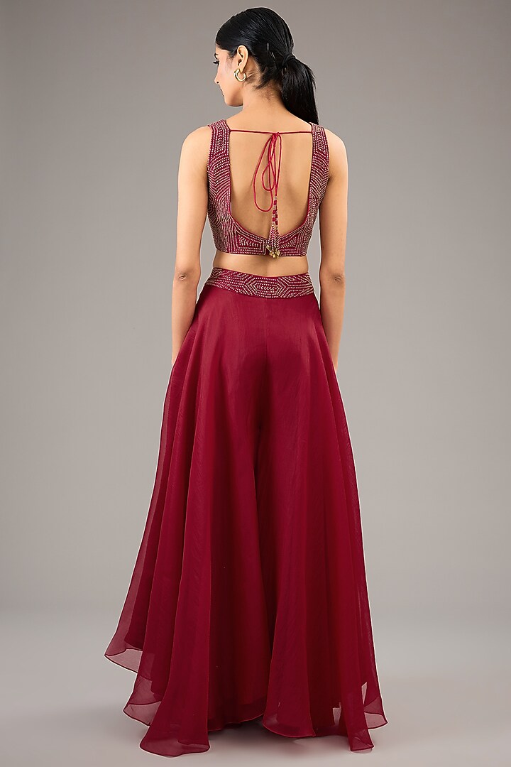 Fuchsia Silk Organza Wedding Sharara Set by Divyam Mehta at Pernia's Pop Up Shop