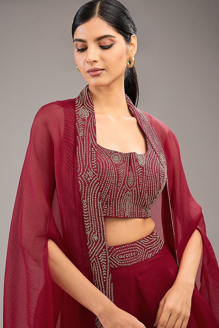 Fuchsia Silk Organza Wedding Sharara Set by Divyam Mehta at Pernia's Pop Up Shop