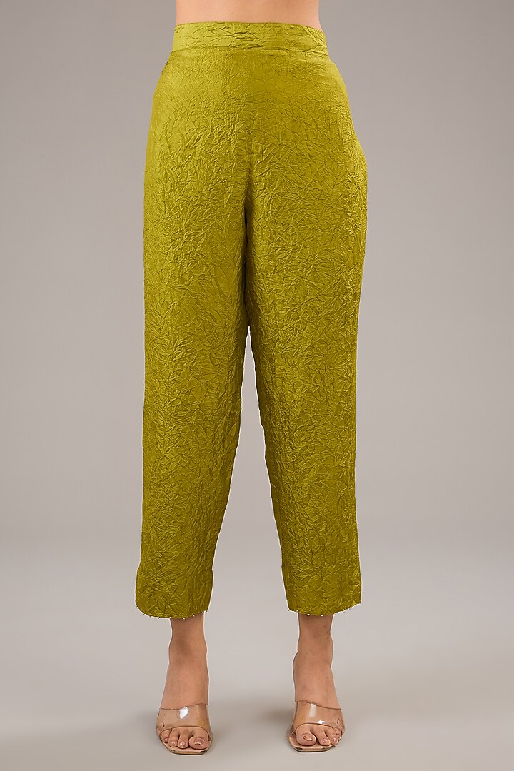 Green Dupion Silk Bead Embroidered Poncho Kurta Set by Divyam Mehta at Pernia's Pop Up Shop