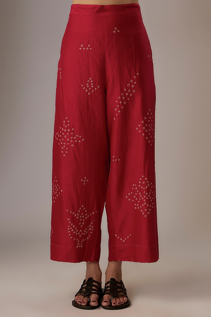 Valentine Red Mulberry Silk Bandhani Co-Ord Set by Divyam Mehta at Pernia's Pop Up Shop