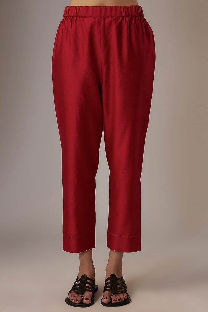 Valentine Red Dupion Silk Kurta Set by Divyam Mehta at Pernia's Pop Up Shop