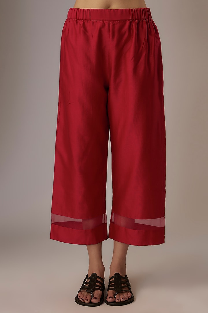 Valentine Red Mulberry Silk Embroidered Kurta Set by Divyam Mehta at Pernia's Pop Up Shop