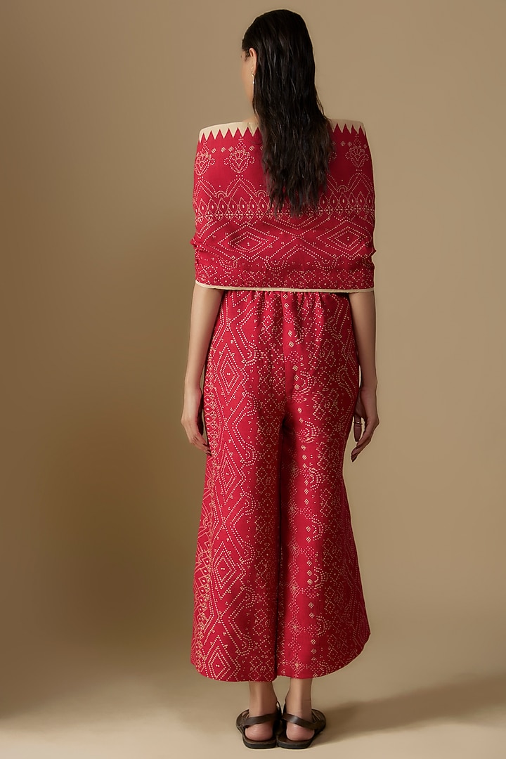 Red Matka Silk Block Printed Draped Wedding Saree by Divyam Mehta at Pernia's Pop Up Shop