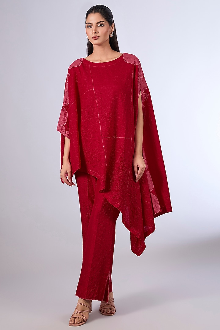 Red Mulberry Silk Co-Ord Set by Divyam Mehta at Pernia's Pop Up Shop
