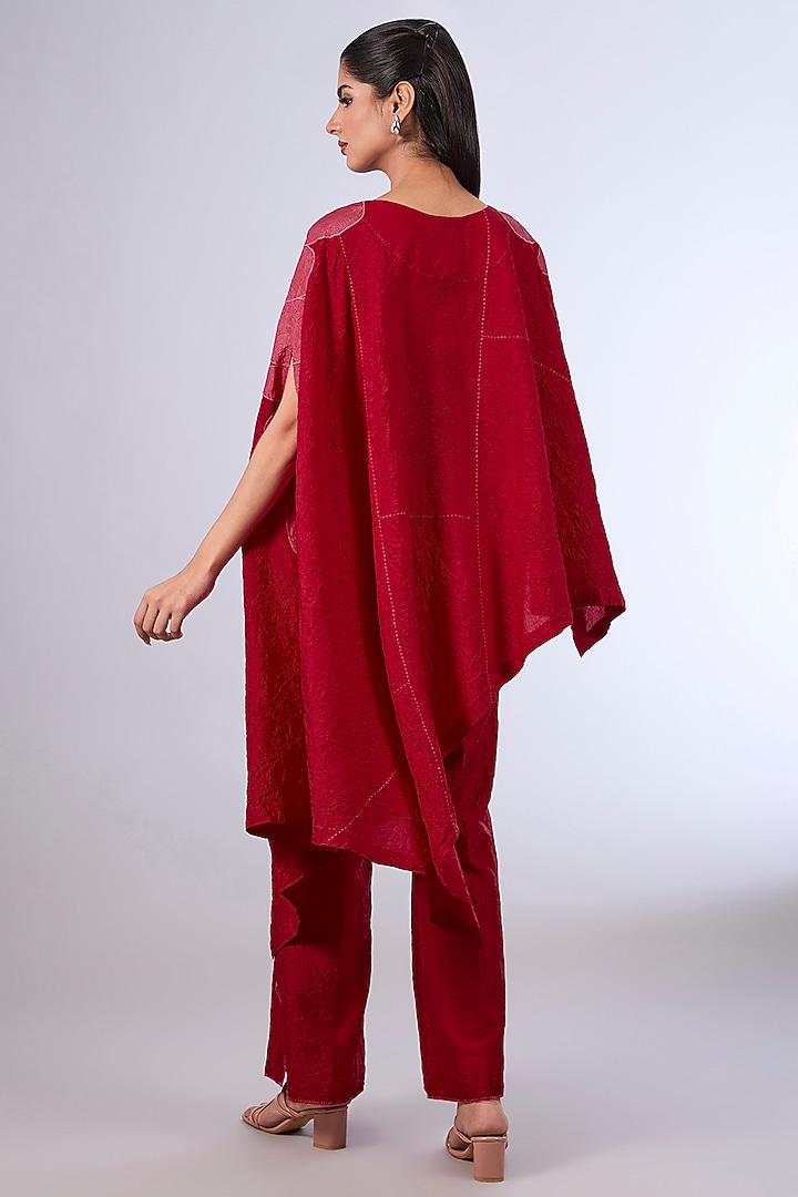 Red Mulberry Silk Co-Ord Set by Divyam Mehta at Pernia's Pop Up Shop
