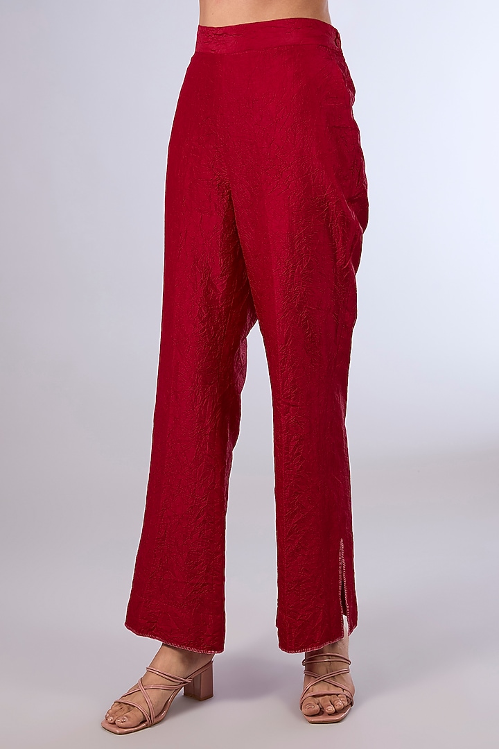 Red Mulberry Silk Co-Ord Set by Divyam Mehta at Pernia's Pop Up Shop