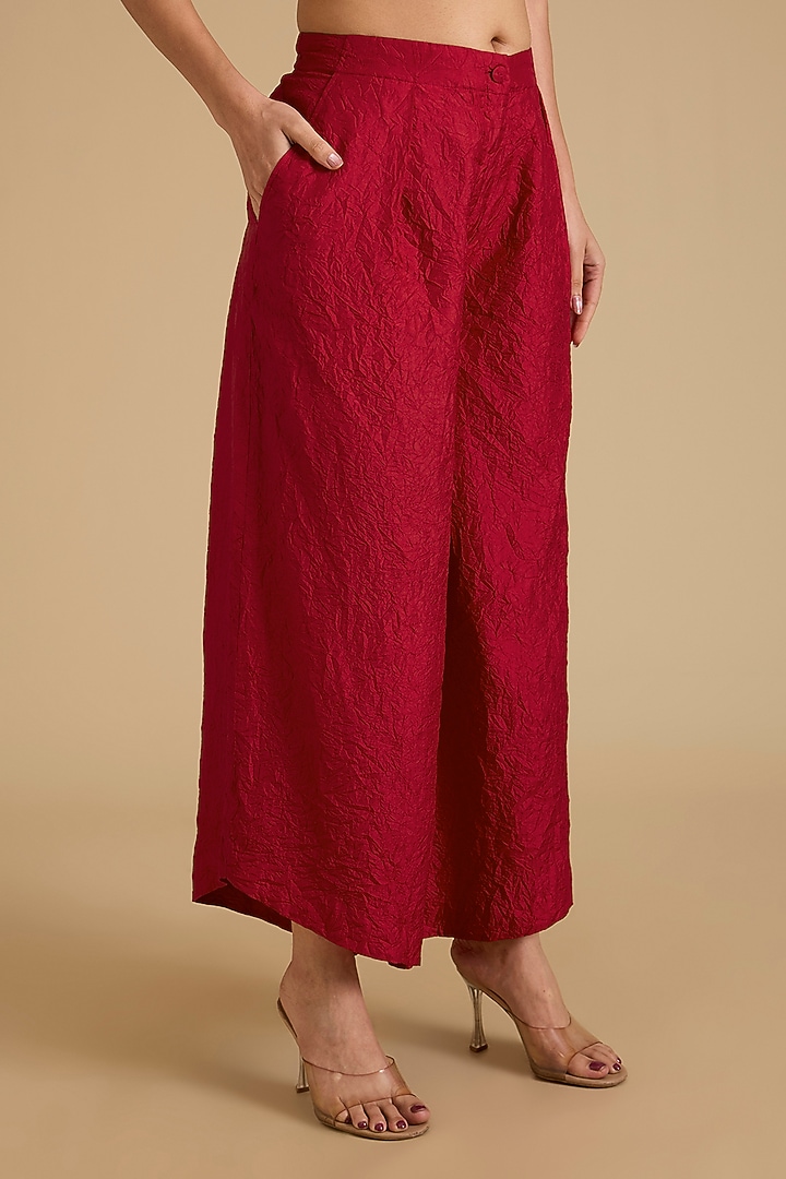 Red Mulberry Silk Co-Ord Set by Divyam Mehta at Pernia's Pop Up Shop