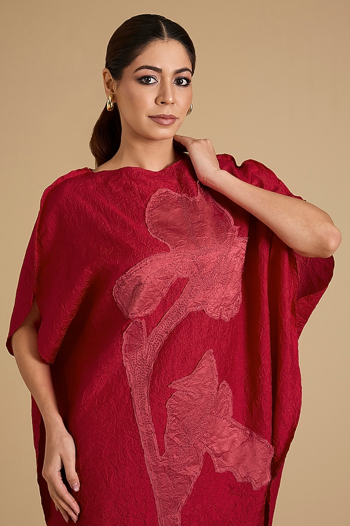 Red Mulberry Silk Co-Ord Set by Divyam Mehta at Pernia's Pop Up Shop