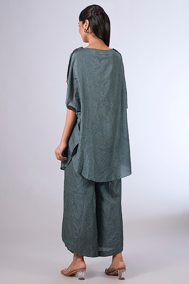 Blue Mulberry Silk Co-Ord Set by Divyam Mehta at Pernia's Pop Up Shop
