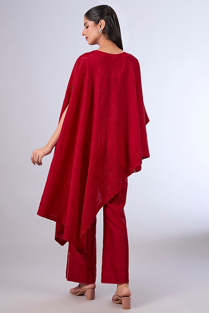 Red Mulberry Silk Co-Ord Set by Divyam Mehta at Pernia's Pop Up Shop
