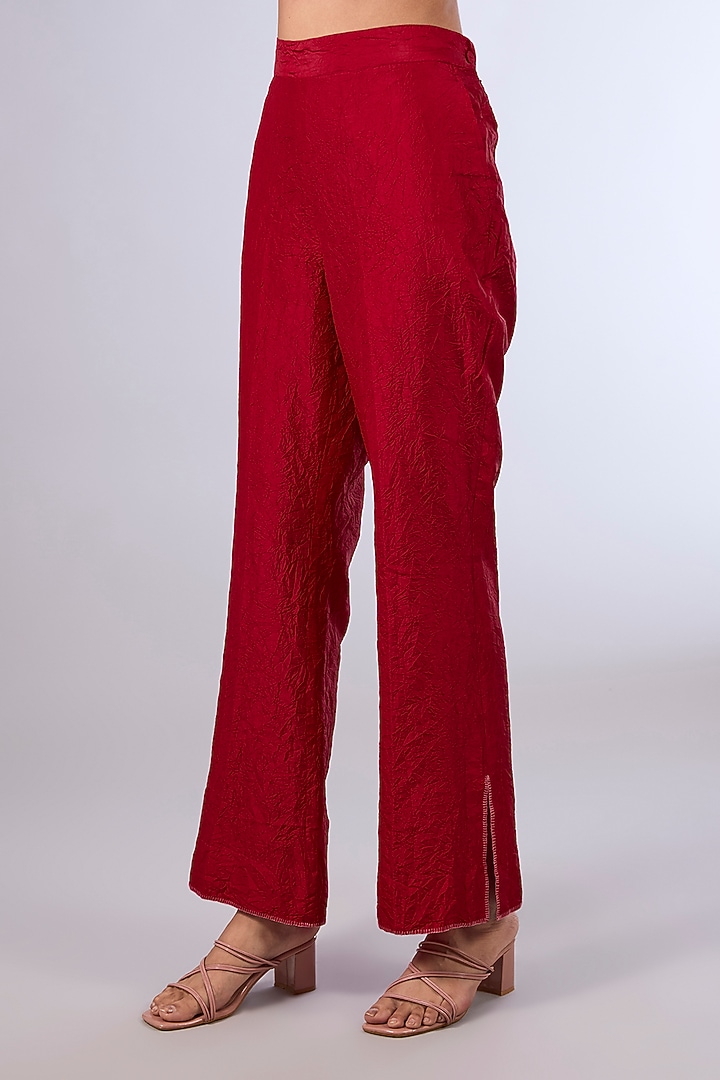Red Mulberry Silk Co-Ord Set by Divyam Mehta at Pernia's Pop Up Shop