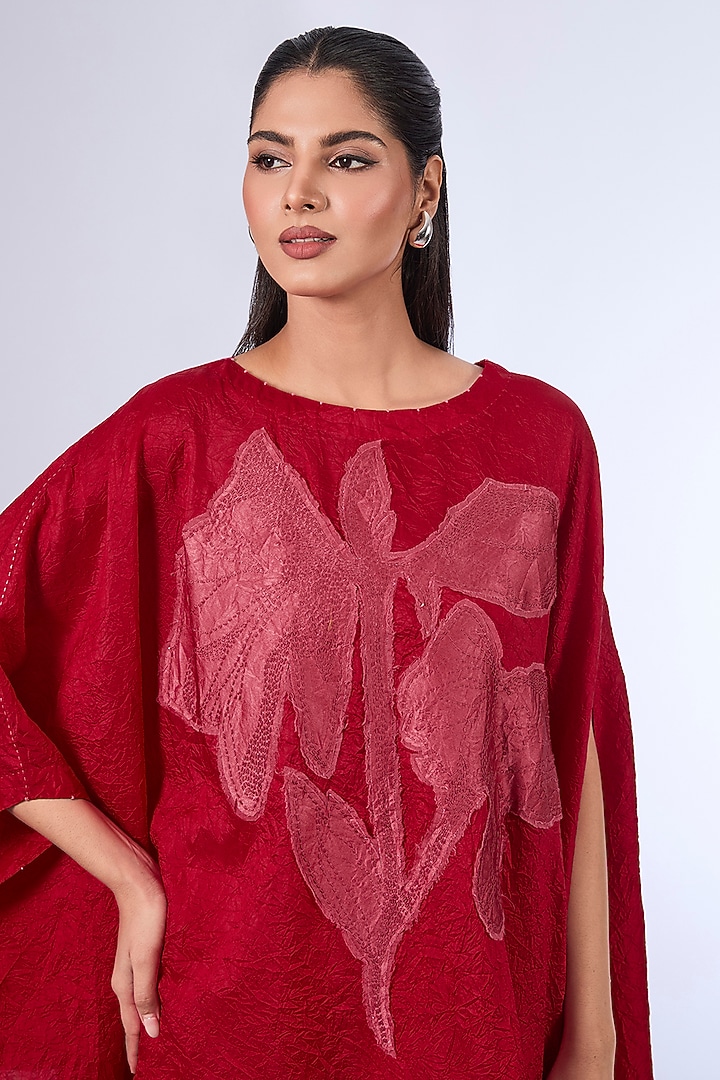 Red Mulberry Silk Co-Ord Set by Divyam Mehta at Pernia's Pop Up Shop