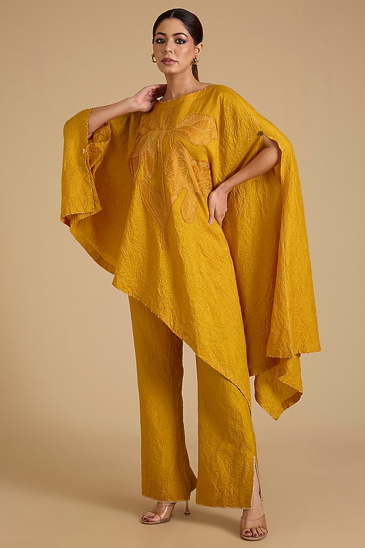 Yellow Mulberry Silk Co-Ord Set by Divyam Mehta at Pernia's Pop Up Shop