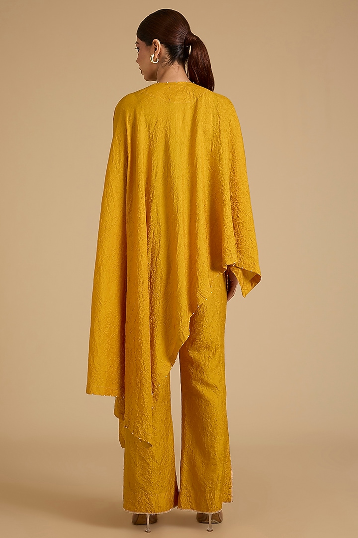 Yellow Mulberry Silk Co-Ord Set by Divyam Mehta at Pernia's Pop Up Shop