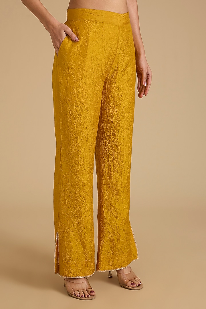Yellow Mulberry Silk Co-Ord Set by Divyam Mehta at Pernia's Pop Up Shop