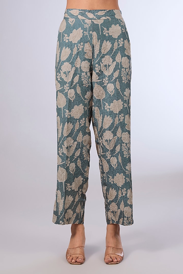 Blue Mulberry Silk Kurta Set by Divyam Mehta at Pernia's Pop Up Shop