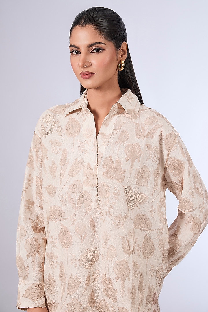 Ivory Mulberry Silk Co-Ord Set by Divyam Mehta at Pernia's Pop Up Shop