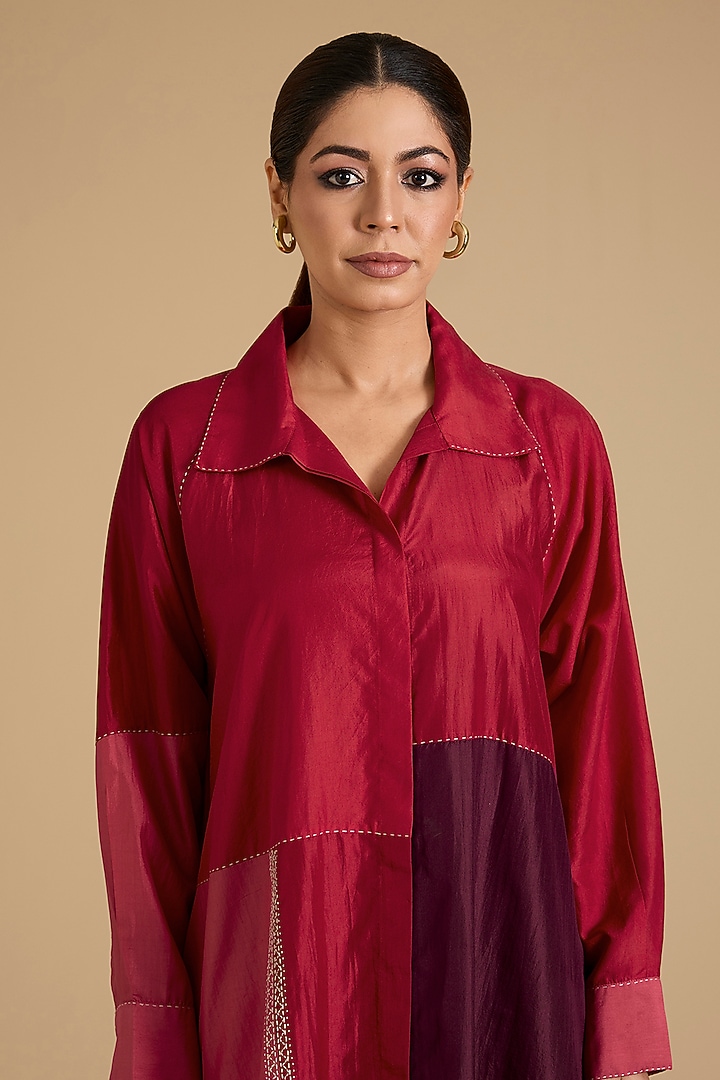 Red Mulberry Silk Vacation Dress by Divyam Mehta at Pernia's Pop Up Shop