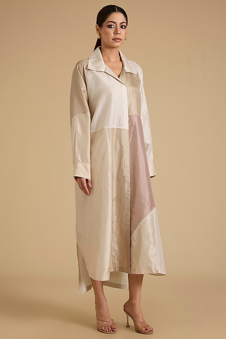Ivory Mulberry Silk Vacation Dress by Divyam Mehta at Pernia's Pop Up Shop
