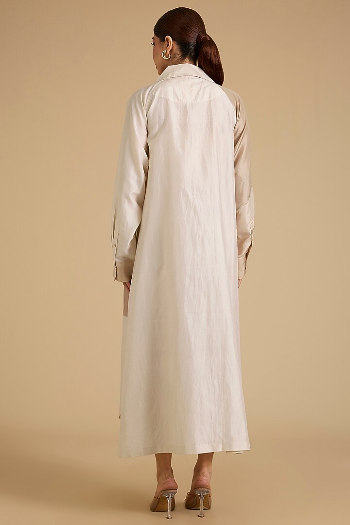 Ivory Mulberry Silk Vacation Dress by Divyam Mehta at Pernia's Pop Up Shop