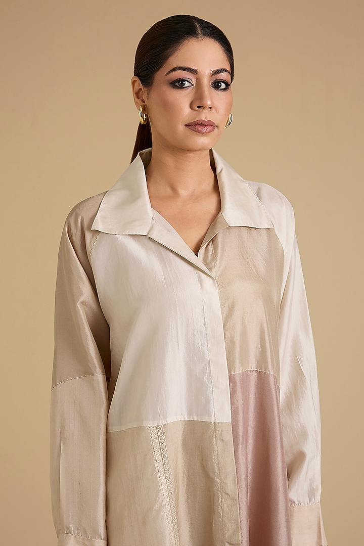Ivory Mulberry Silk Vacation Dress by Divyam Mehta at Pernia's Pop Up Shop