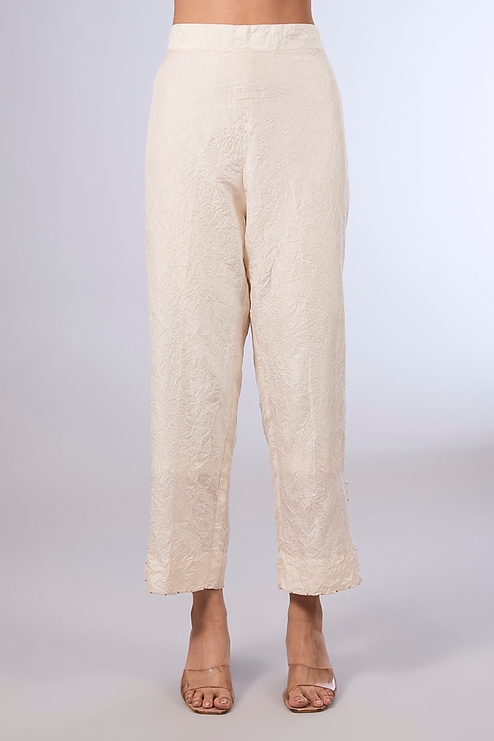 Ivory Mulberry Silk Kurta Set by Divyam Mehta at Pernia's Pop Up Shop